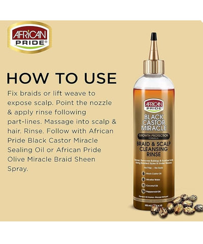 Image of African Pride Black Castor Miracle Braid & Scalp Cleansing Rinse 12 oz Position 3
