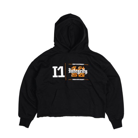 Image of ARTICLE I CROPPED HOODIE -- BLACK Position 1