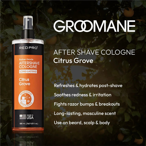 Image of Red PRO GROOMANE Aftershave Cologne (500ml/16.9oz) Position 4