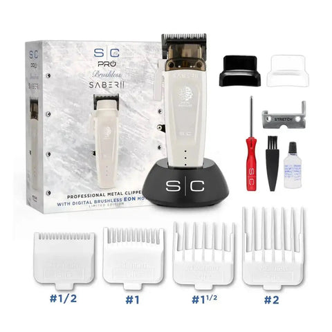 Image of StyleCraft Saber II Clipper & Saber Trimmer Combo White - Free Level 3 Comb Set 🎁 Gift (In Stock)