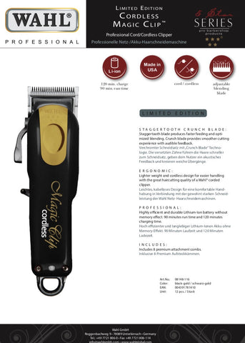 Image of Wahl Magic Clip Cordless Clipper Black&Gold (Limited Edition)
