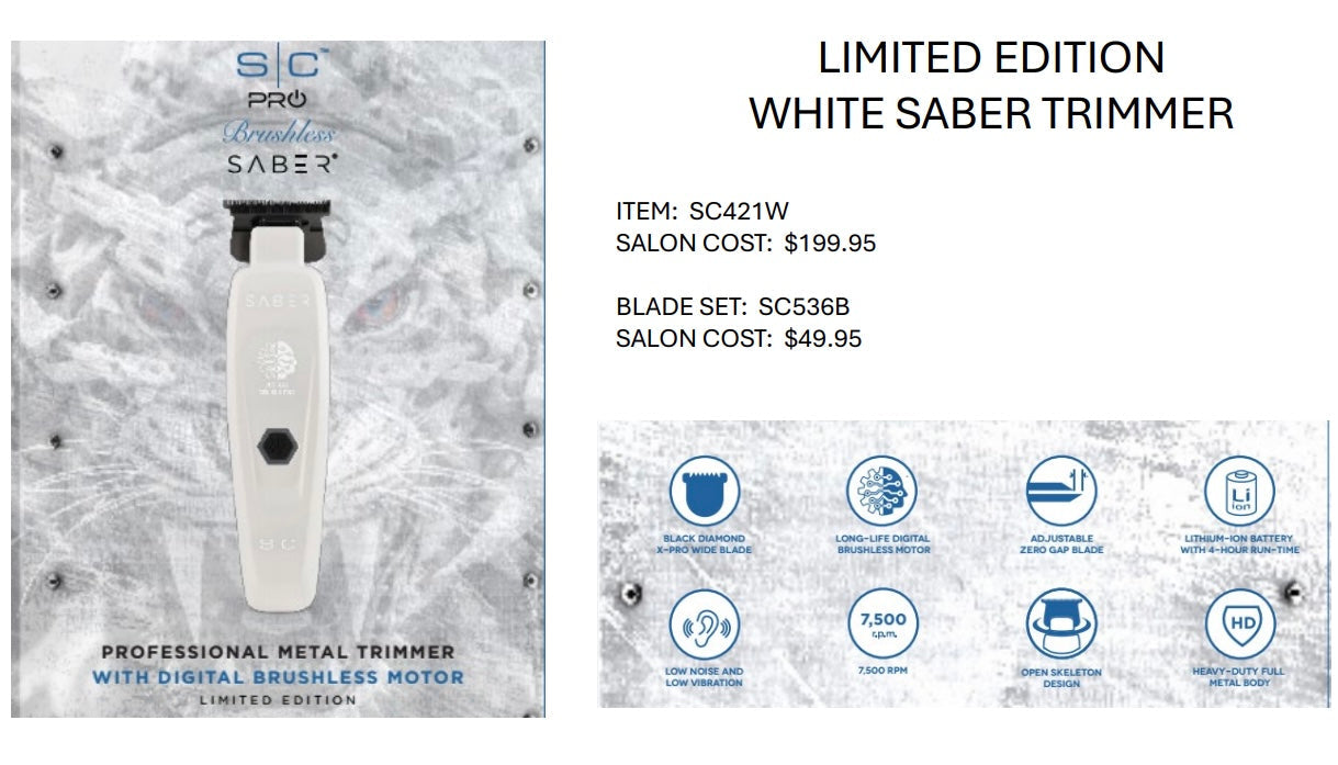 StyleCraft Saber II Clipper & Saber Trimmer Combo White - Free Barber Plug comb brush (PREORDER) Position 3