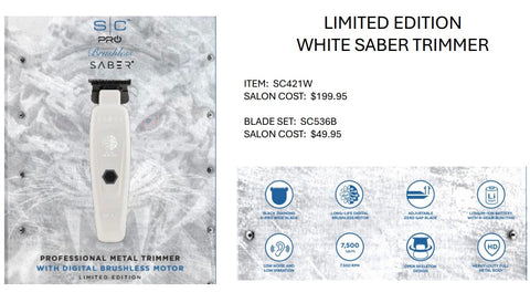 Image of StyleCraft Saber II Clipper & Saber Trimmer Combo White - Free Barber Plug comb brush (PREORDER) Position 3