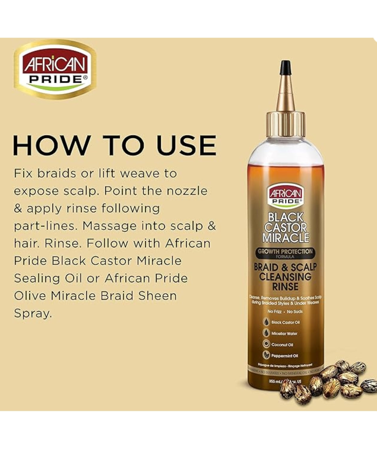 African Pride Black Castor Miracle Braid & Scalp Cleansing Rinse 12 oz Position 3