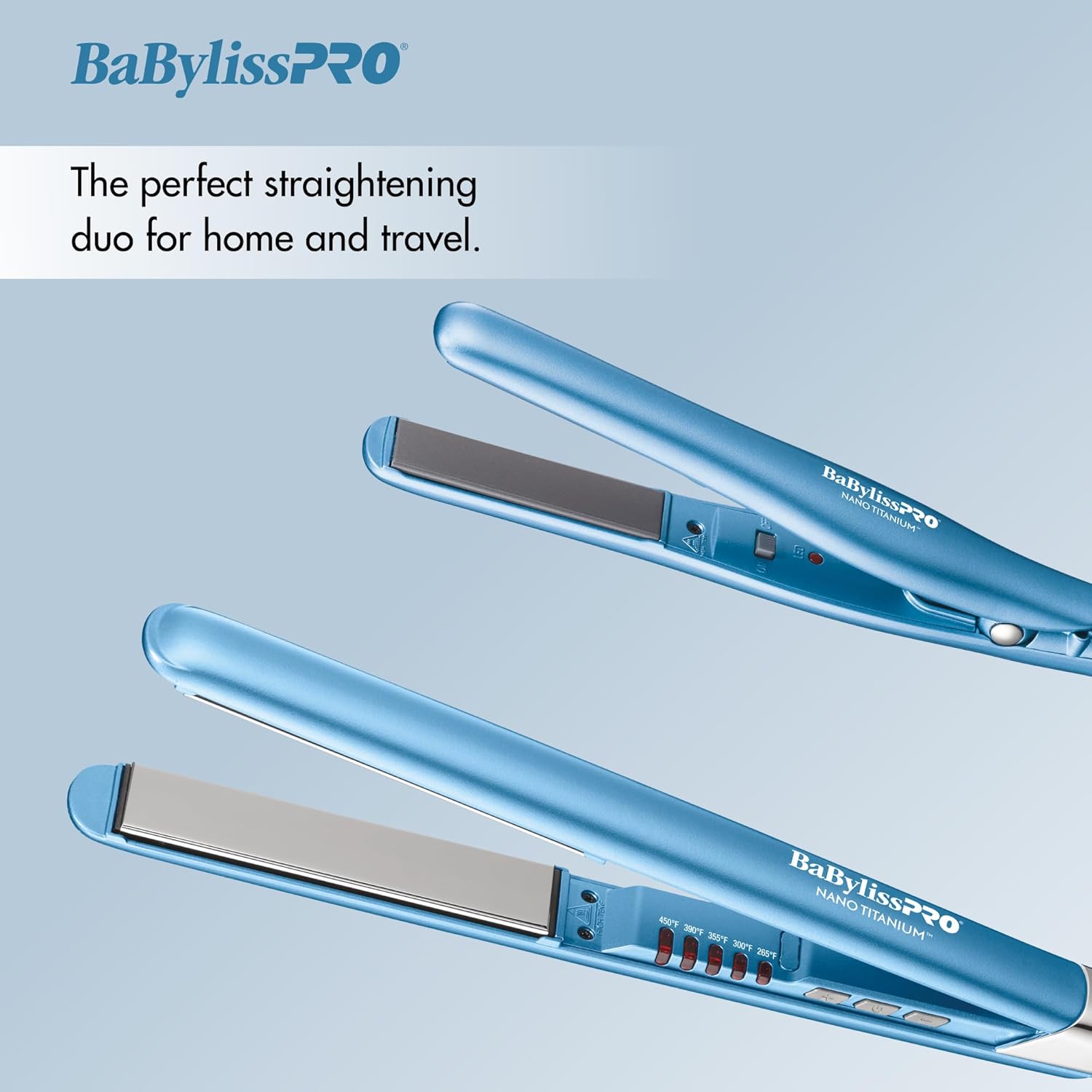 BaBylissPRO Nano Titanium 1" & 3/4" Ultra-Sleek Flat Iron Value Set (BNTPP93) Position 3
