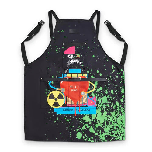 StyleCraft Water-Repellent Barber/Salon Apron with Adjustable Straps in Radioactive Black | SC338B Position 1