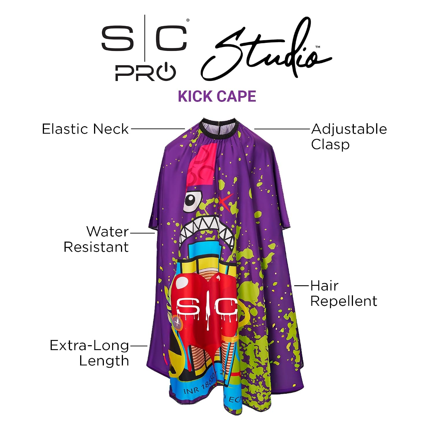 StyleCraft Studio Professional Extra-Long Kick Covers Cape - Purple Radioactive (SC350B) Position 3