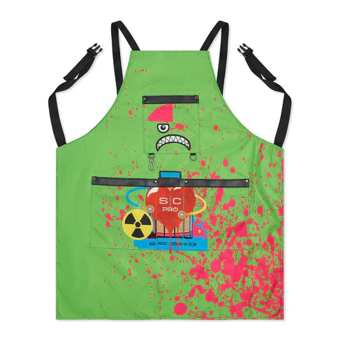 StyleCraft Water-Repellent Barber/Salon Apron w/ Adjustable Straps - Radioactive | SC338GR Position 1