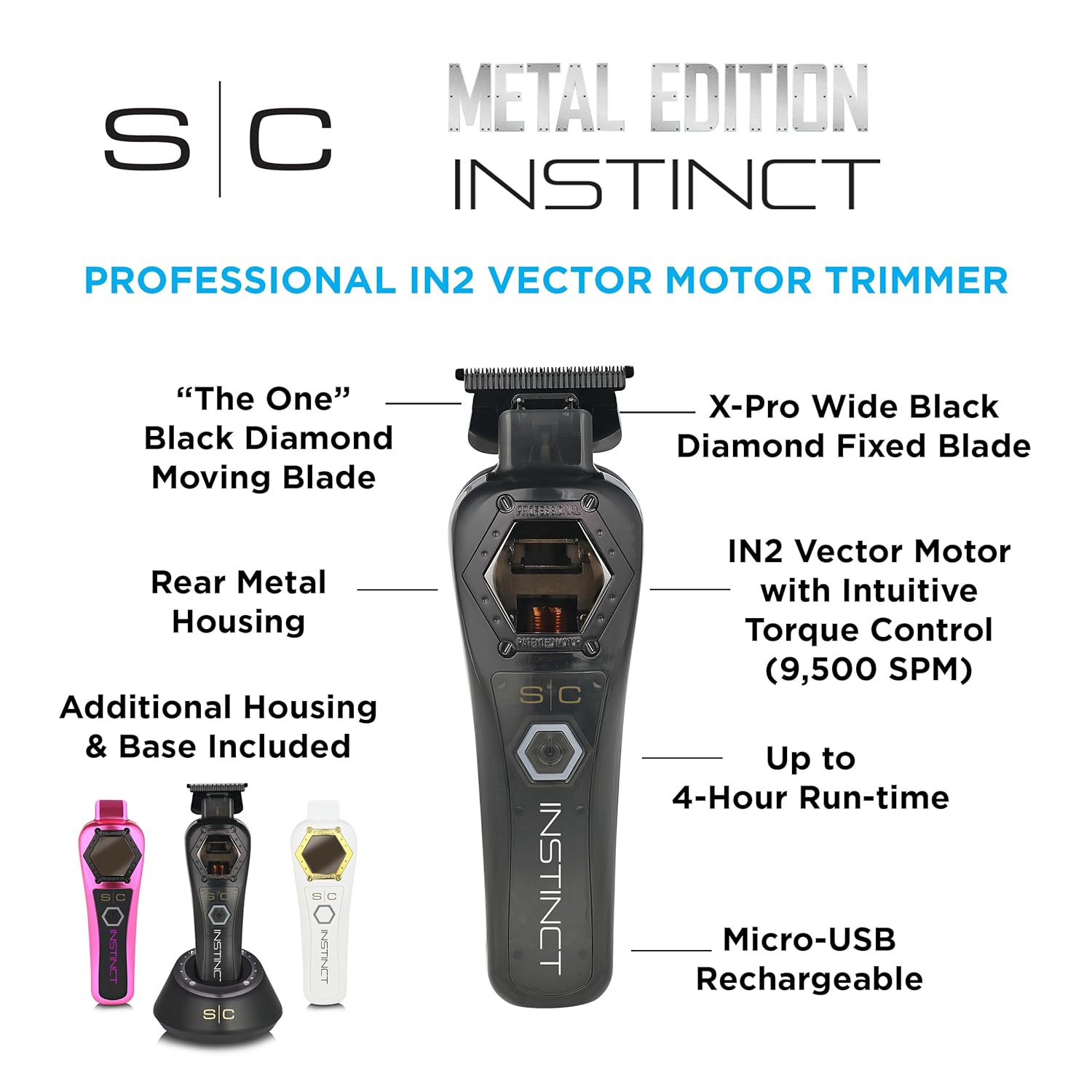 StyleCraft Instinct Metal Edition Cordless Trimmer w/ IN2 Vector Motor & Intuitive Torque Control (SC410M) [OPEN BOX] Position 13