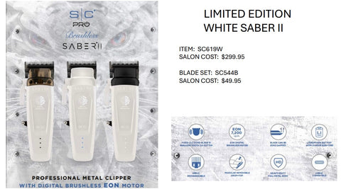 Image of StyleCraft Saber II Clipper & Saber Trimmer Combo White - Free Barber Plug comb brush (PREORDER) Position 2