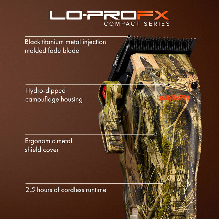 BaBylissPRO Limited Edition Camo Lo-PRO FX Compact Clipper (FX82CAM) Position 6