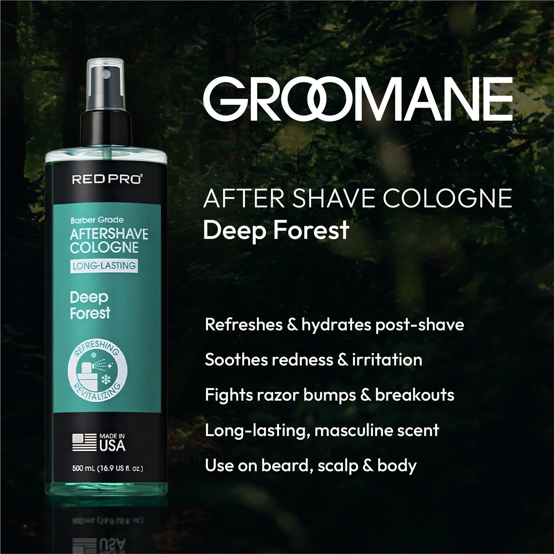 Red PRO GROOMANE Aftershave Cologne (500ml/16.9oz) Position 23