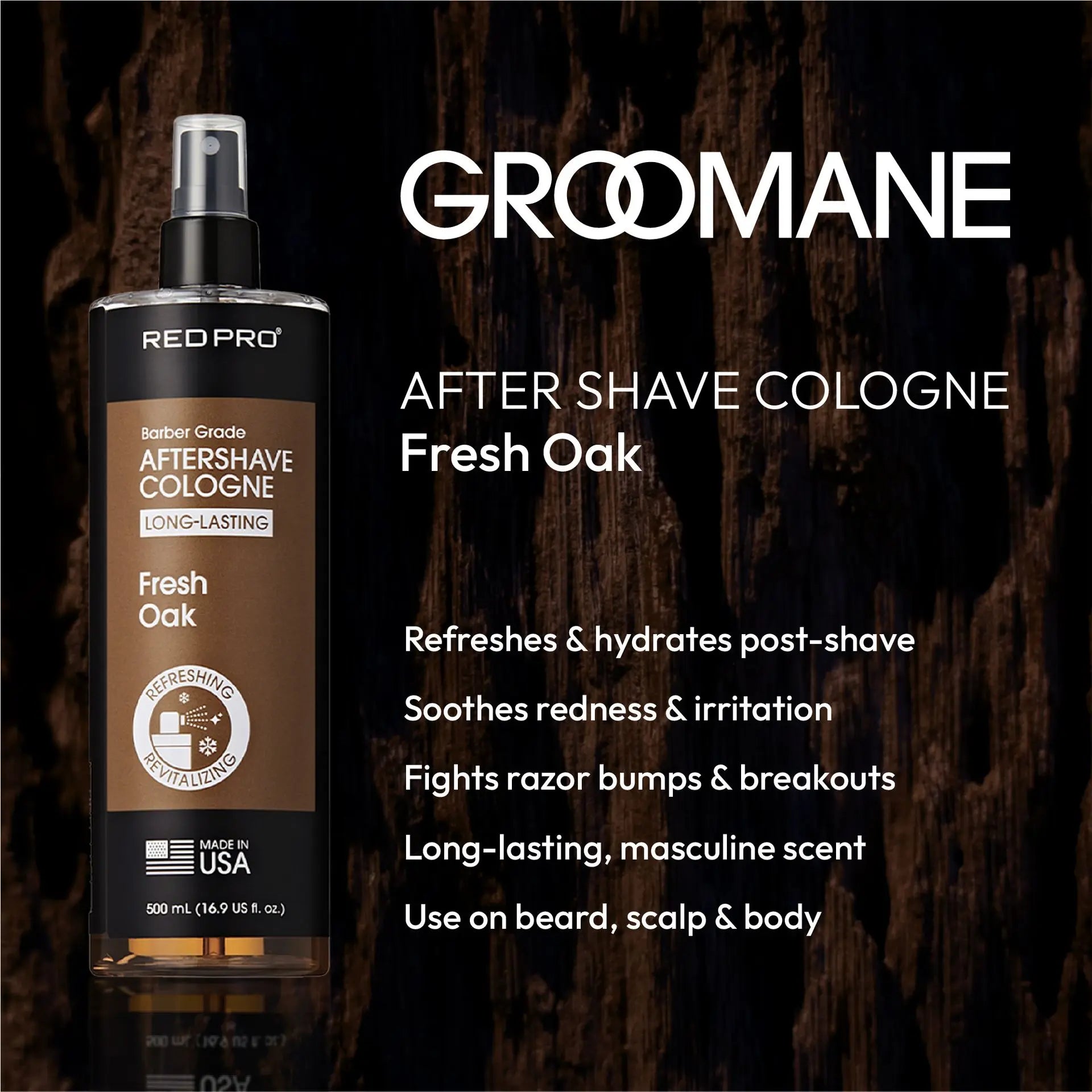 Red PRO GROOMANE Aftershave Cologne (500ml/16.9oz) Position 19