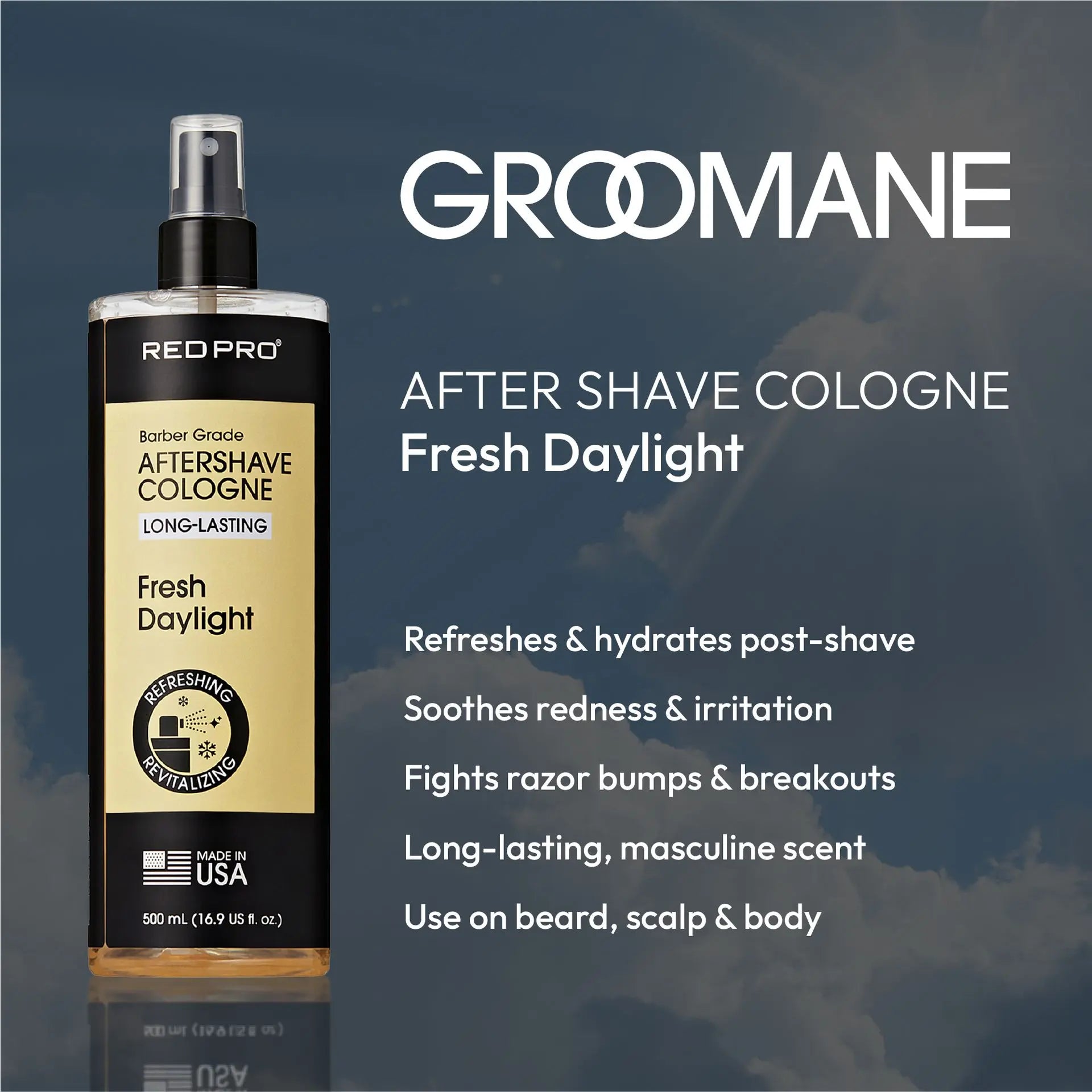 Red PRO GROOMANE Aftershave Cologne (500ml/16.9oz) Position 15