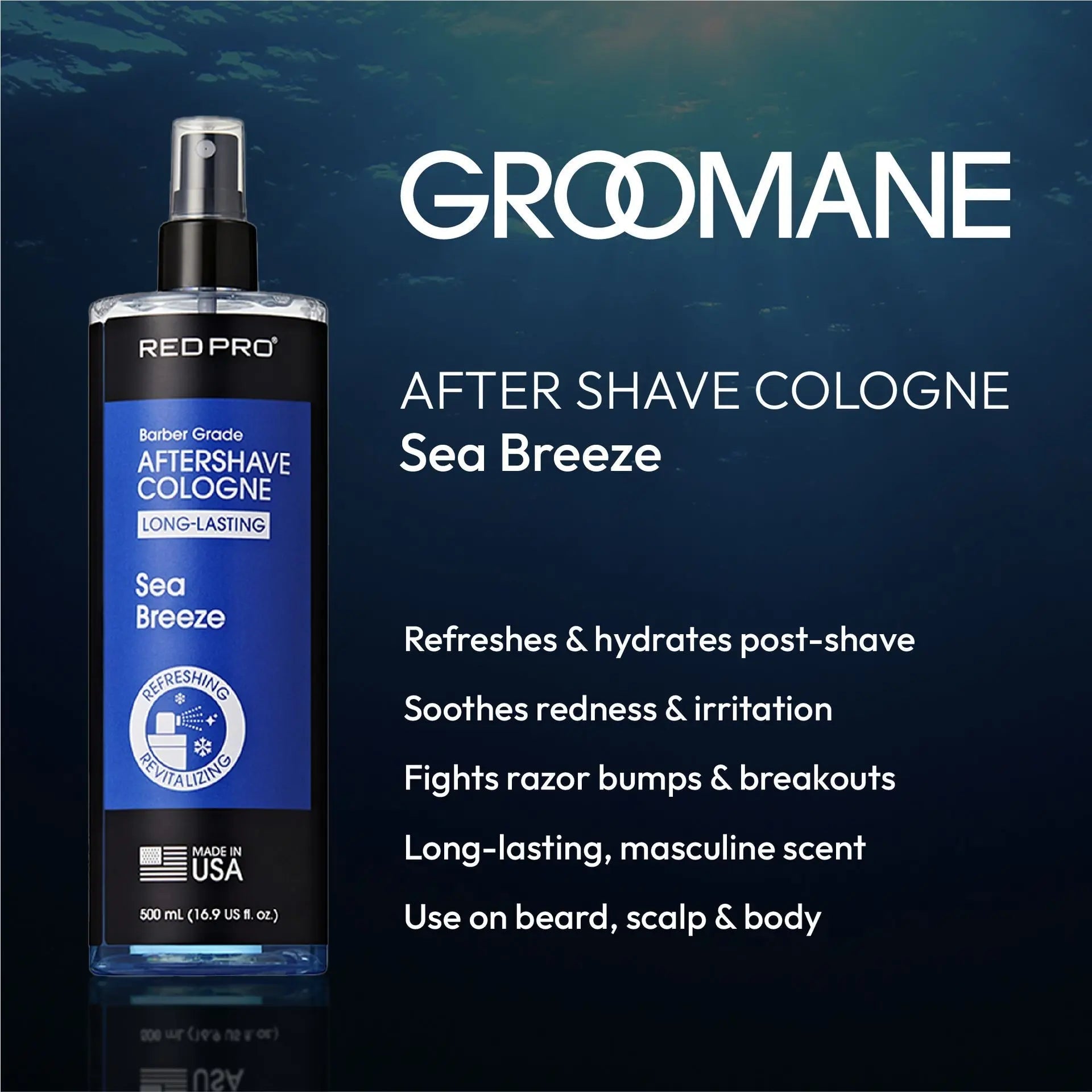 Red PRO GROOMANE Aftershave Cologne (500ml/16.9oz) Position 11