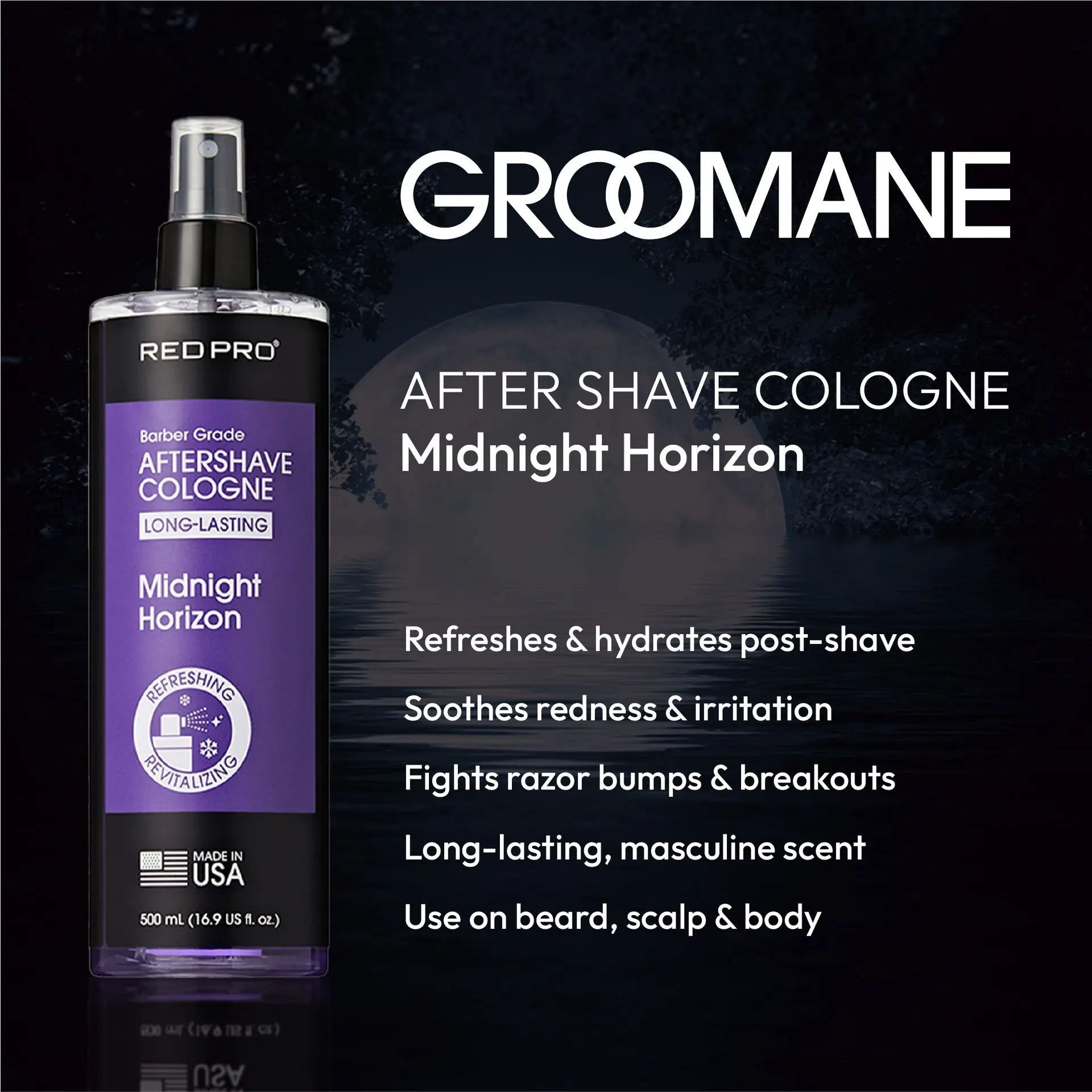 Red PRO GROOMANE Aftershave Cologne (500ml/16.9oz) Position 8