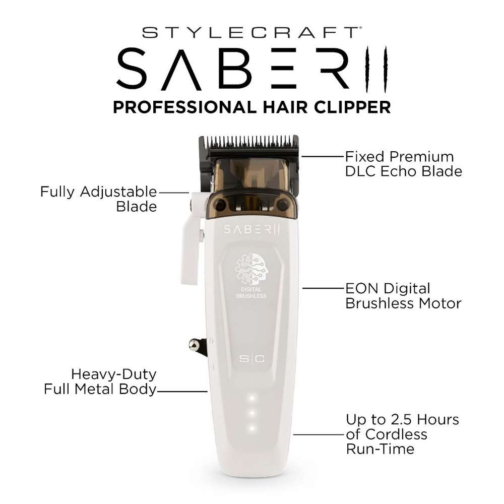 StyleCraft Saber II Clipper White  (SC619W) (PREORDER) Position 3