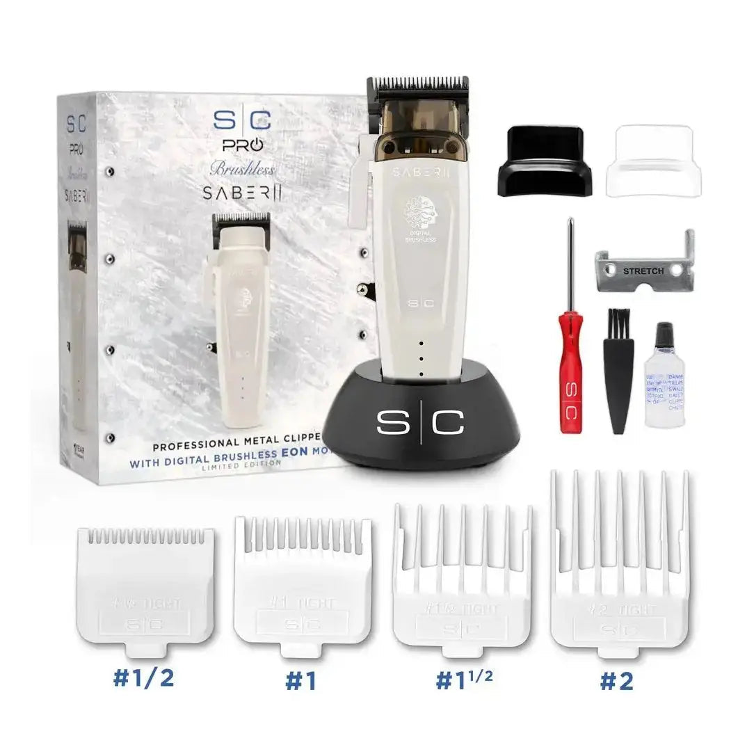 StyleCraft Saber II Clipper & Saber Trimmer Combo White - Free Level 3 Comb Set 🎁 Gift  (In Stock)