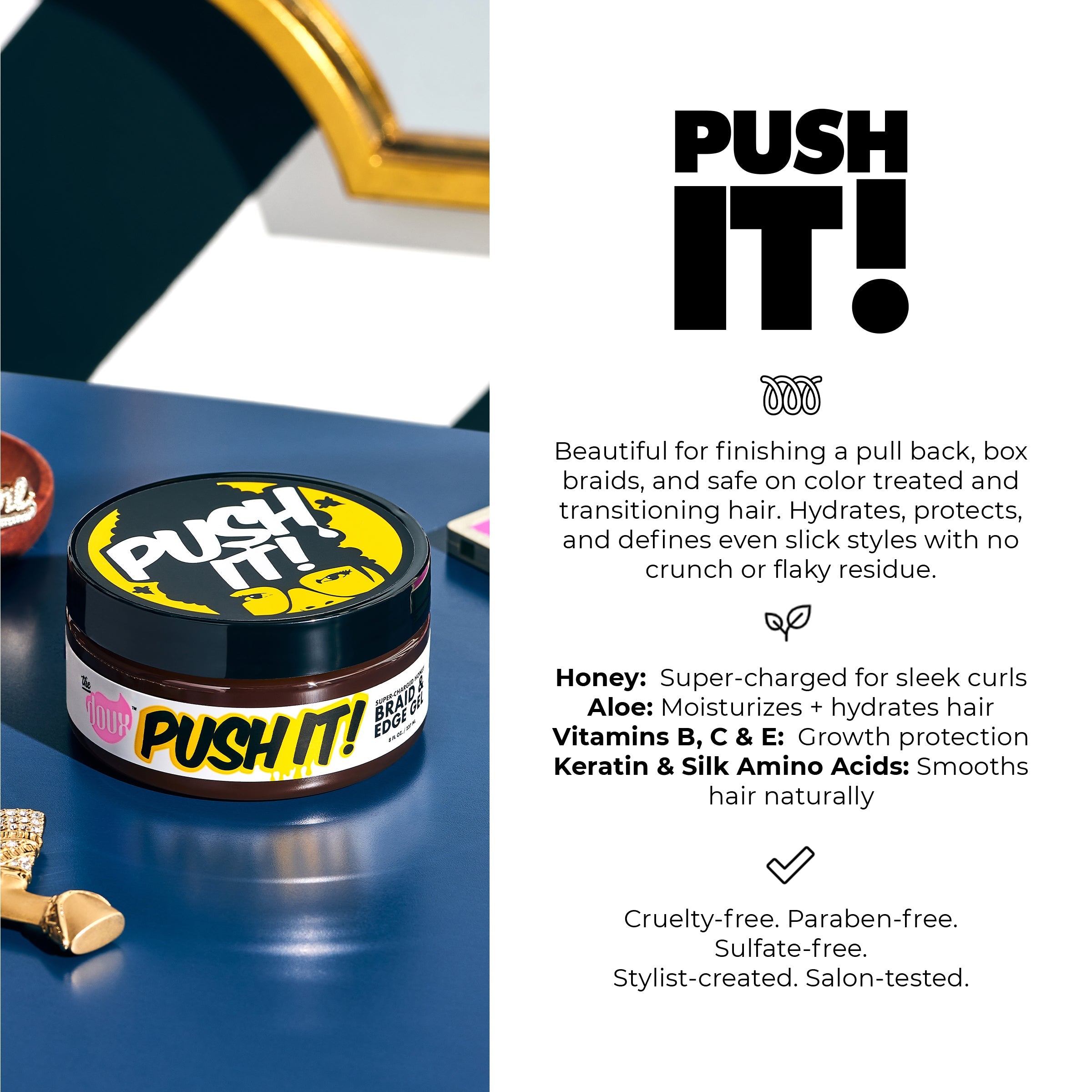 PUSH IT! Honey Braid & Edge Gel 8oz Position 3