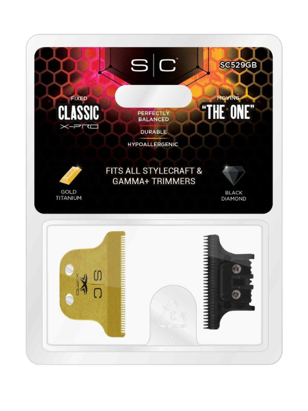 StyleCraft Fixed Gold Titanium Classic X-Pro Trimmer Blade w/ Black Diamond DLC The One Cutter Set Position 4