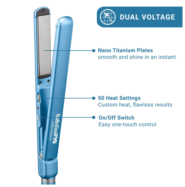 BaBylissPRO Limited Edition Nano Titanium 1.25" Spring Curling Iron & 1" Ultra-Thin Flat Iron Value Set (BNTPP95) Position 7