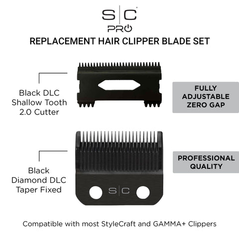 Image of StyleCraft Fixed DLC Taper Blade + DLC Shallow Tooth 2.0 Cutter Clipper Blade #SC539B Position 4