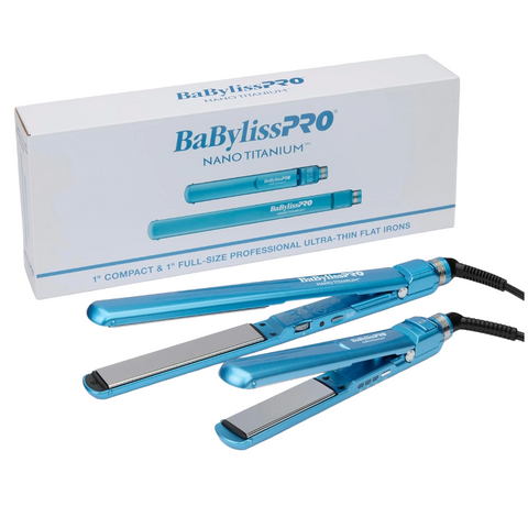 Image of BaBylissPRO Nano Titanium 1" Compact & 1" Ultra-Thin Full SIze Flat Iron Value Set (BNTPP84) Position 2