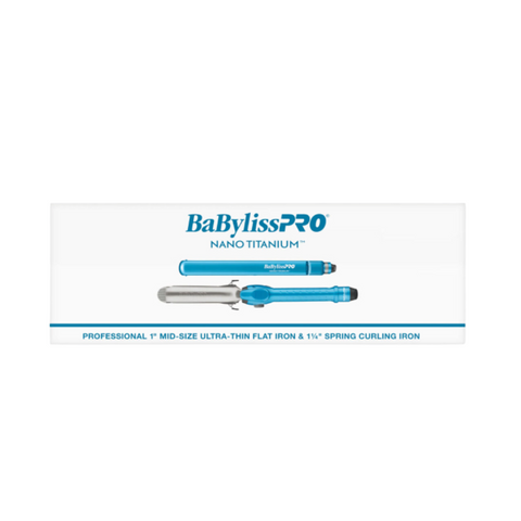 Image of BaBylissPRO Limited Edition Nano Titanium 1.25" Spring Curling Iron & 1" Ultra-Thin Flat Iron Value Set (BNTPP95) Position 2