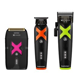 Gamma+ XCEED IN2 Vector Motor Cordless Clipper + Trimmer + Double Foil Shaver Value Set (GP609B/GP418B/GP803B) Position 1