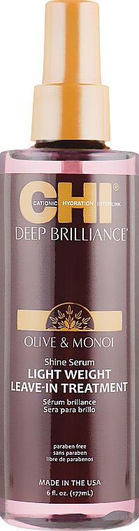 CHI Deep Brilliance Olive and Monoi Shine Serum Light Weight Leave-In Treatment 6oz Position 1