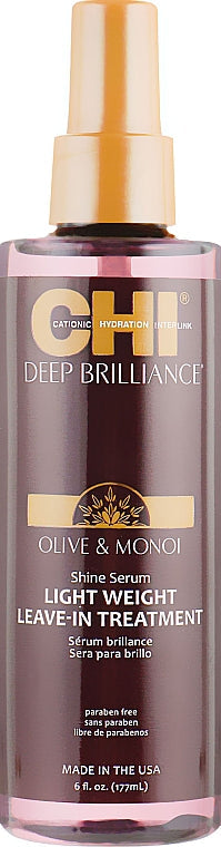 CHI Deep Brilliance Olive and Monoi Shine Serum Light Weight Leave-In Treatment 6oz Position 1