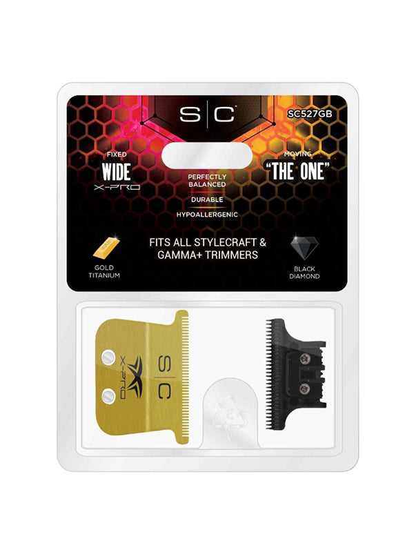 StyleCraft Fixed Gold X-Pro Wide Trimmer Blade with DLC Deep Tooth Cutter Position 5