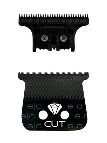 Image of StyleCraft Diamond Cut Fixed Black Diamond DLC Hair Trimmer Blade with The One Cutter Set Replacement Blade Position 3